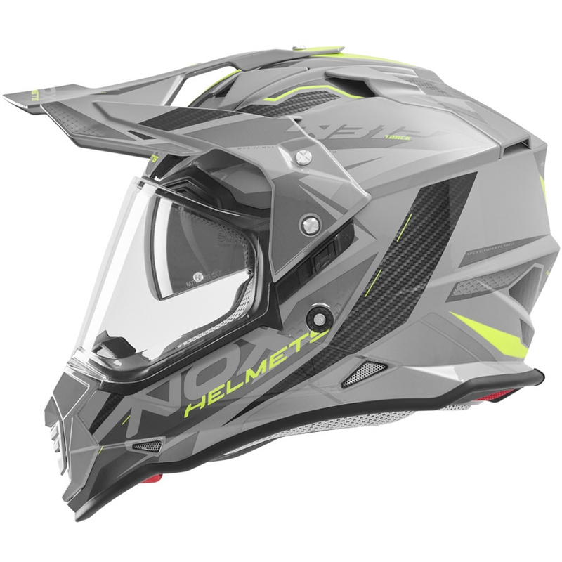 Enduro motocikla ķivere NOX N312 Track pelēka-fluorēta dzeltena