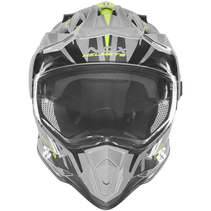 Enduro motocikla ķivere NOX N312 Track pelēka-fluorēta dzeltena