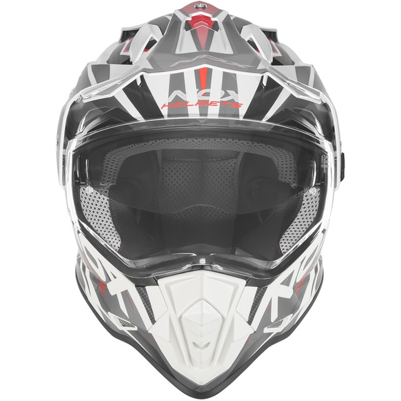 Enduro motocikla ķivere NOX N312 Track balta-sarkana