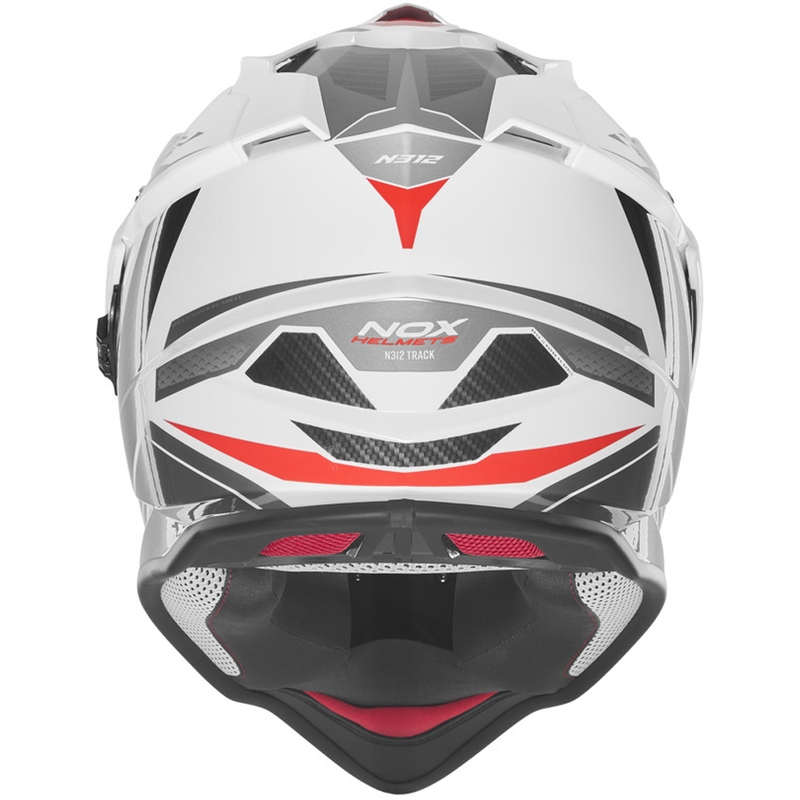 Enduro motocikla ķivere NOX N312 Track balta-sarkana