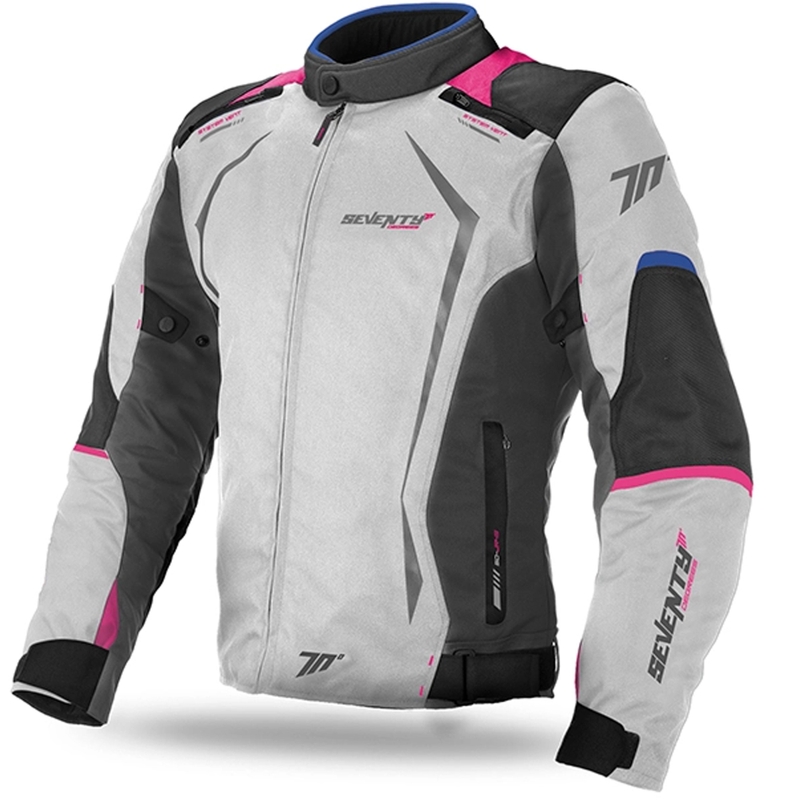 Sieviešu motocikla jaka SEVENTY DEGREES SD-JR49 pelēki zili rozā krāsā