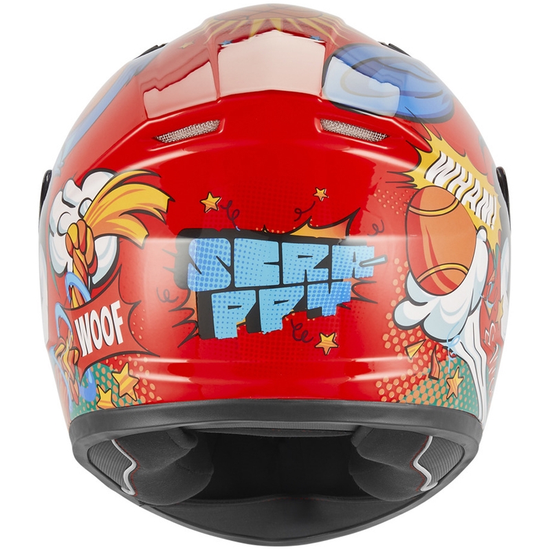 Bērnu pilnas sejas motocikla ķivere NOX N731 Scrappy sarkana-daudzkrāsaina