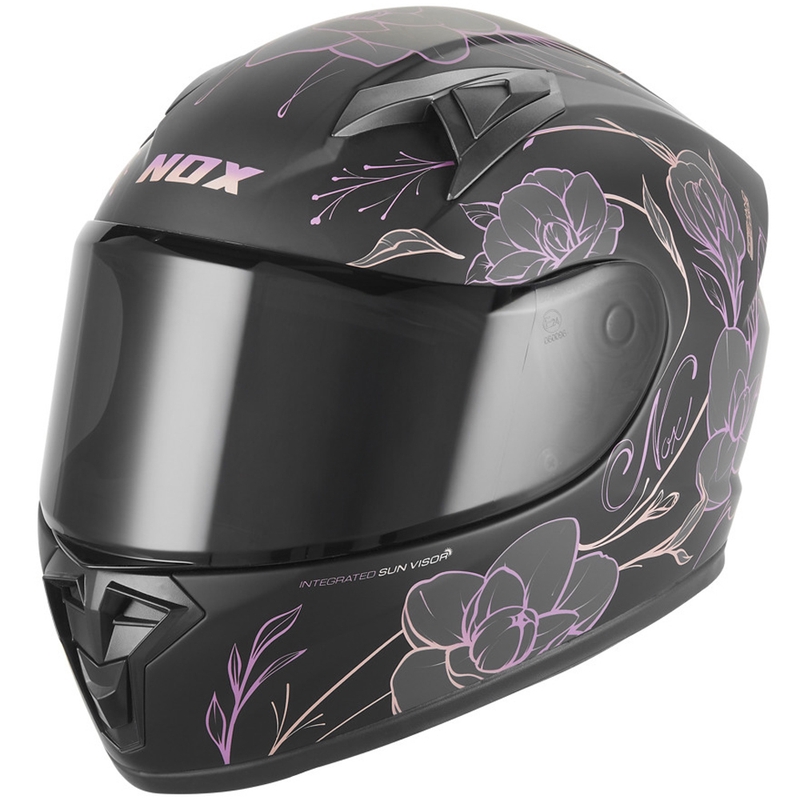 Bērnu slēgta motocikla ķivere NOX N731 Spring matēti melna-rozā