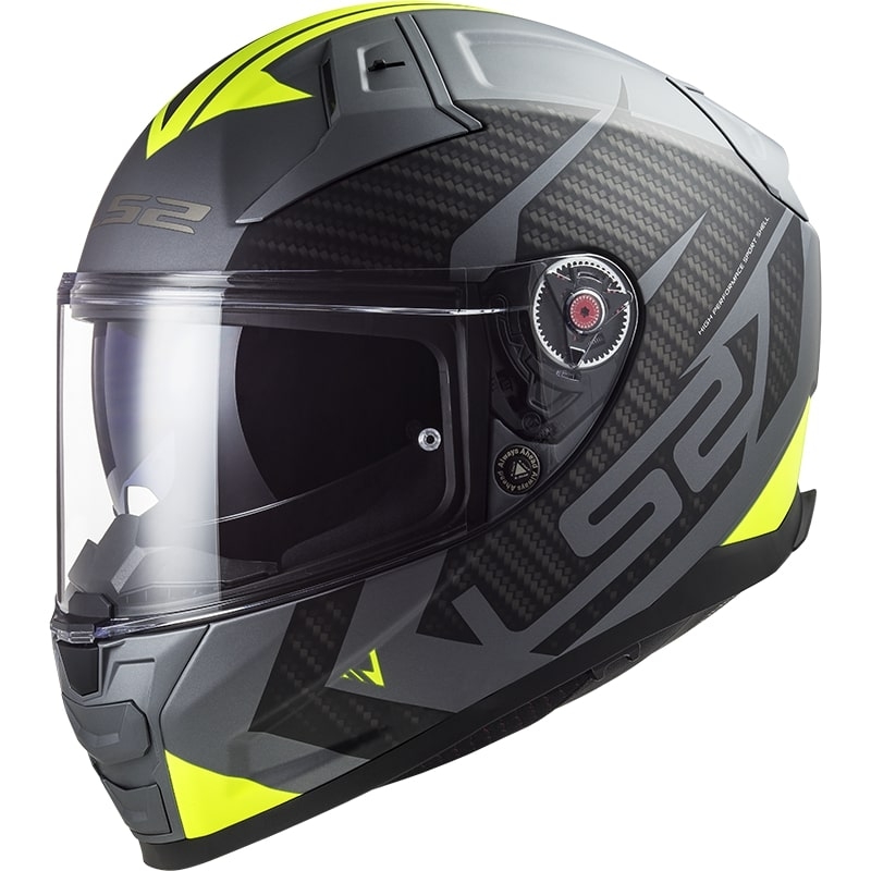 Pilna izmēra motocikla ķivere LS2 FF811 Vector II Splitter titāna-fluorescenta dzeltena - II. kvalitāte