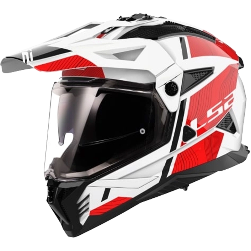 Enduro motocikla ķivere LS2 MX702 PIONEER II HILL balti-sarkana