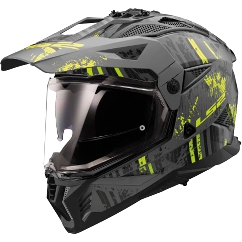 Enduro motocikla ķivere LS2 MX702 PIONEER II CRAZY melna-fluorēta dzeltena