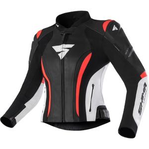 Sieviešu motocikla jaka Shima Miura 2.0 Black-White-Fluo Red motocikla jaka