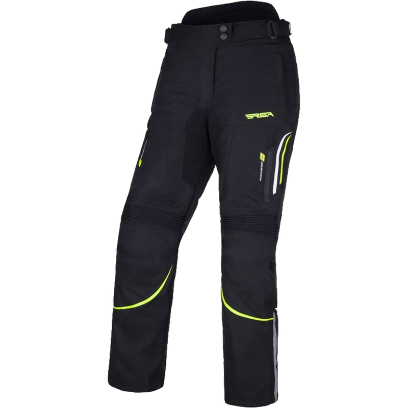 Sieviešu RSA Wasp Black-White-Fluo Yellow motocikla bikses