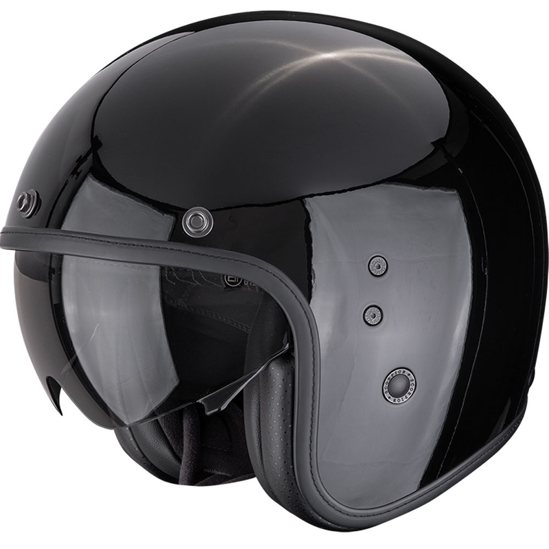 Atvērtā motocikla ķivere Scorpion Belfast EVO Solid melna - II. kvalitāte