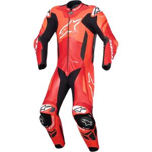 Alpinestars GP Plus V4 Sprint, Tech-air saderīgs fluo sarkans, sarkans, balts un melns viengabala ādas motocikla kombinezons