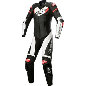 Alpinestars sieviešu viengabala ādas motocikla kombinezons STELLA GP PLUS 2 melns-balts-fluo sarkans