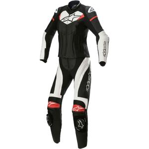 Alpinestars STELLA GP PLUS 2 sieviešu divdaļīgais ādas motocikla kombinezons melns, balts un sarkans