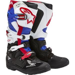 Alpinestars Tech 7 Enduro Drystar Honda melni-zili-balti-sarkani motociklu zābaki