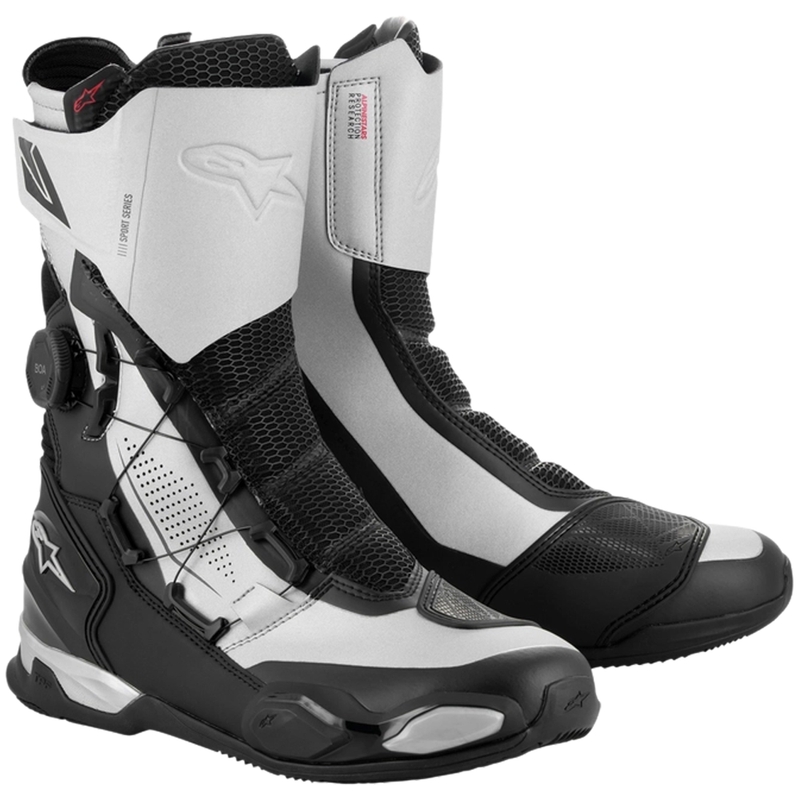 Alpinestars SP-X BOA motocikla zābaki melni un sudraba krāsā