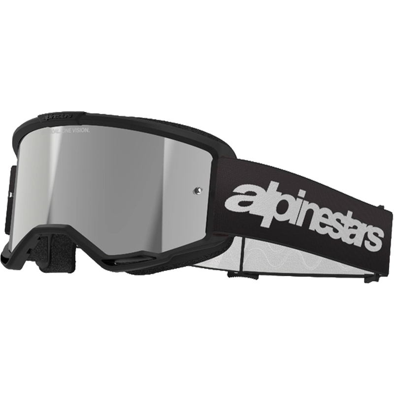 Alpinestars Vision 3 Wordmark motokrosa brilles melnas ar sudraba pleksi spoguļiem