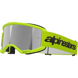 Alpinestars Vision 3 Wordmark fluo dzeltenas motokrosa brilles ar sudraba radiālām lēcām