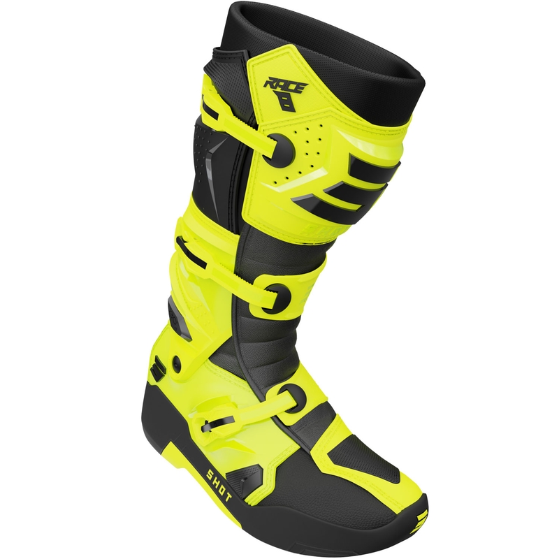 Shot Race 8 motokrosa zābaki fluorescējoši dzelteni