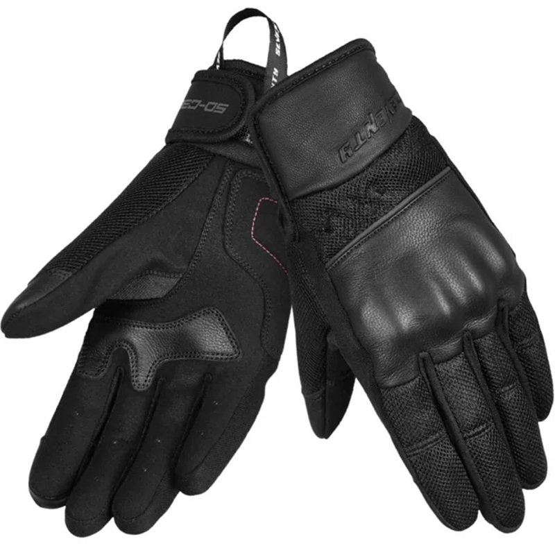 Sieviešu motocikla cimdi Seventy Degrees SD-C38 Icon melni rozā