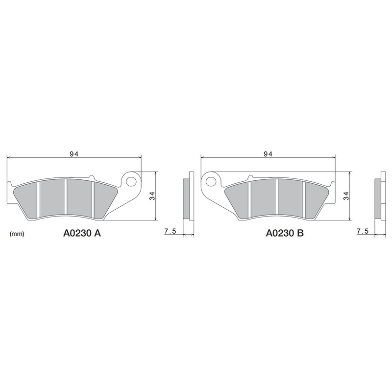 NISSIN pusmetāla bremžu kluči 94x34x7,5 mm 2 gab.