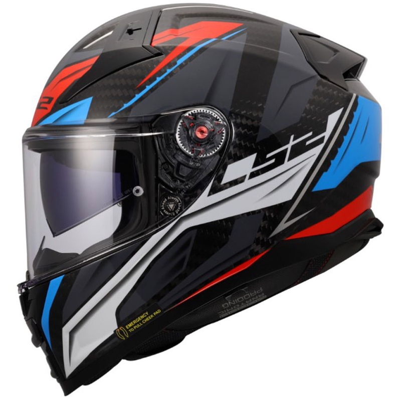 Pilna sejas motocikla ķivere LS2 FF811 Vector II C Savage balta-zila-sarkana