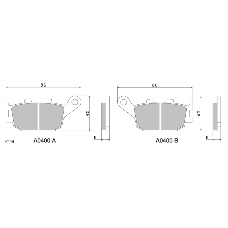 NISSIN pusmetāla bremžu kluči 86x40x9 mm 2 gab.