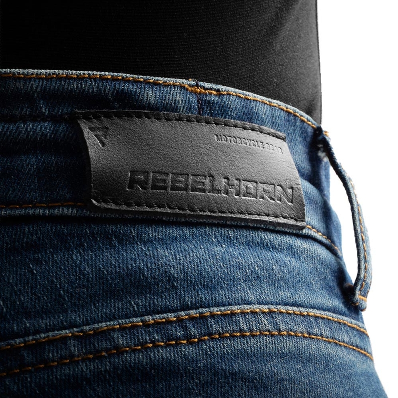 Sieviešu motociklu džinsi Rebelhorn Classic Monolayer mazgāti zili