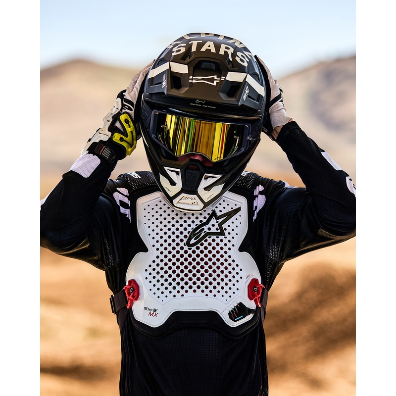 Alpinestars TECH-AIR®MX PLASMA sistēmas gaisa spilvenu veste, balta-melna-sarkana