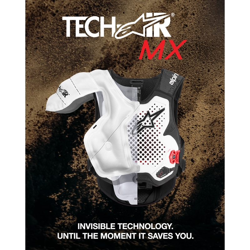Alpinestars TECH-AIR®MX PLASMA sistēmas gaisa spilvenu veste, balta-melna-sarkana