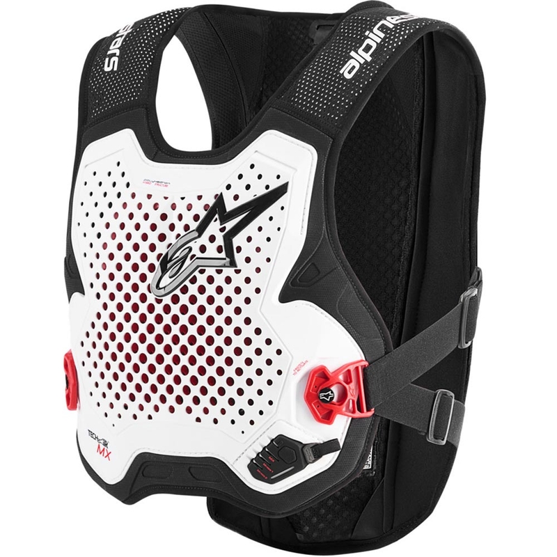 Alpinestars TECH-AIR®MX PLASMA sistēmas gaisa spilvenu veste, balta-melna-sarkana