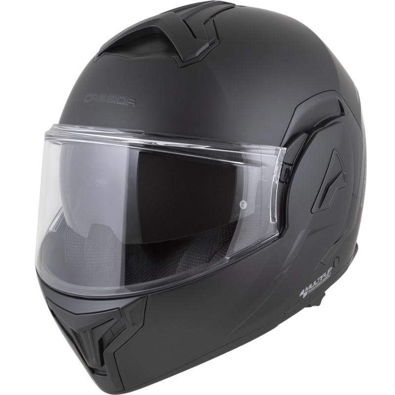 Cassida MultiFlip Solid Blackout atverama motocikla ķivere, matēti melna-melna