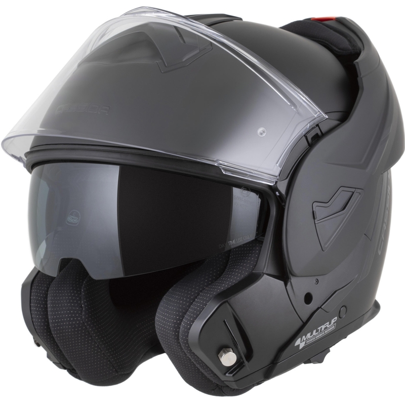 Cassida MultiFlip Solid Blackout atverama motocikla ķivere, matēti melna-melna
