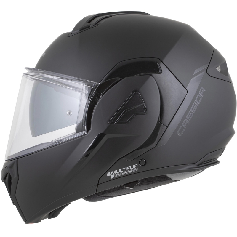 Cassida MultiFlip Solid Blackout atverama motocikla ķivere, matēti melna-melna