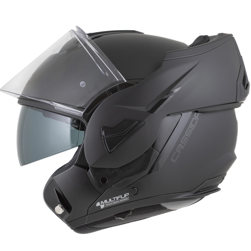 Cassida MultiFlip Solid Blackout atverama motocikla ķivere, matēti melna-melna