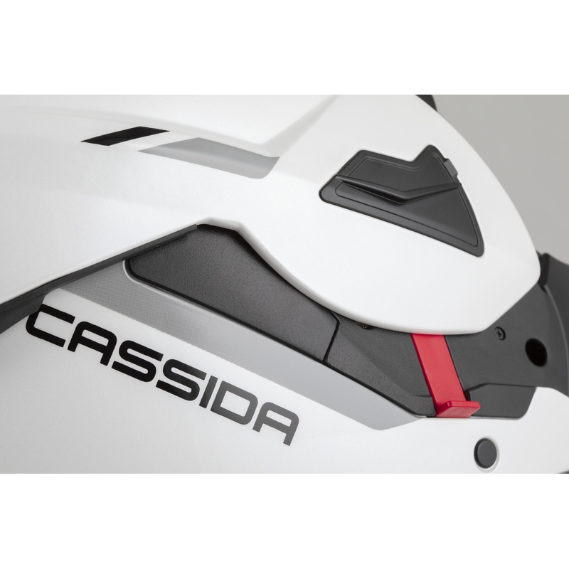 Cassida MultiFlip Solid atveramā motocikla ķivere, pērļu baltā-melnā krāsā