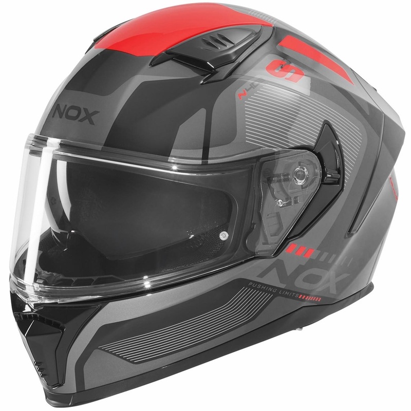 Pilna izmēra motocikla ķivere NOX N402 Mentor melna-sarkana