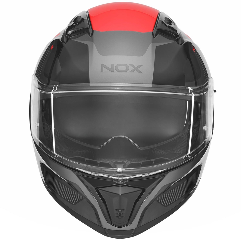Pilna izmēra motocikla ķivere NOX N402 Mentor melna-sarkana
