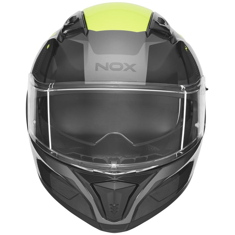 Pilna sejas motocikla ķivere NOX N402 Mentor melna-fluorescējoši dzeltena