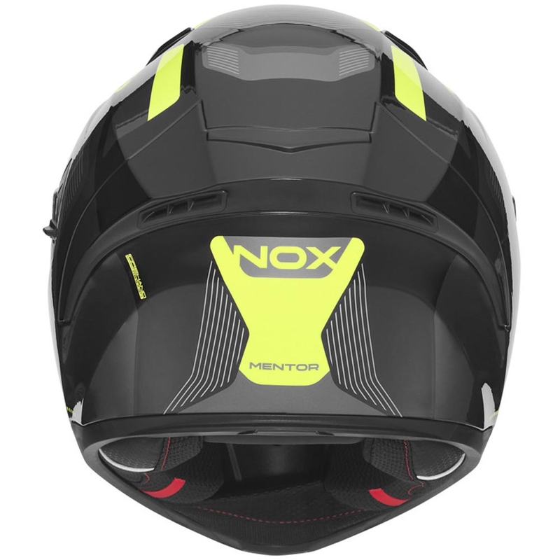 Pilna sejas motocikla ķivere NOX N402 Mentor melna-fluorescējoši dzeltena