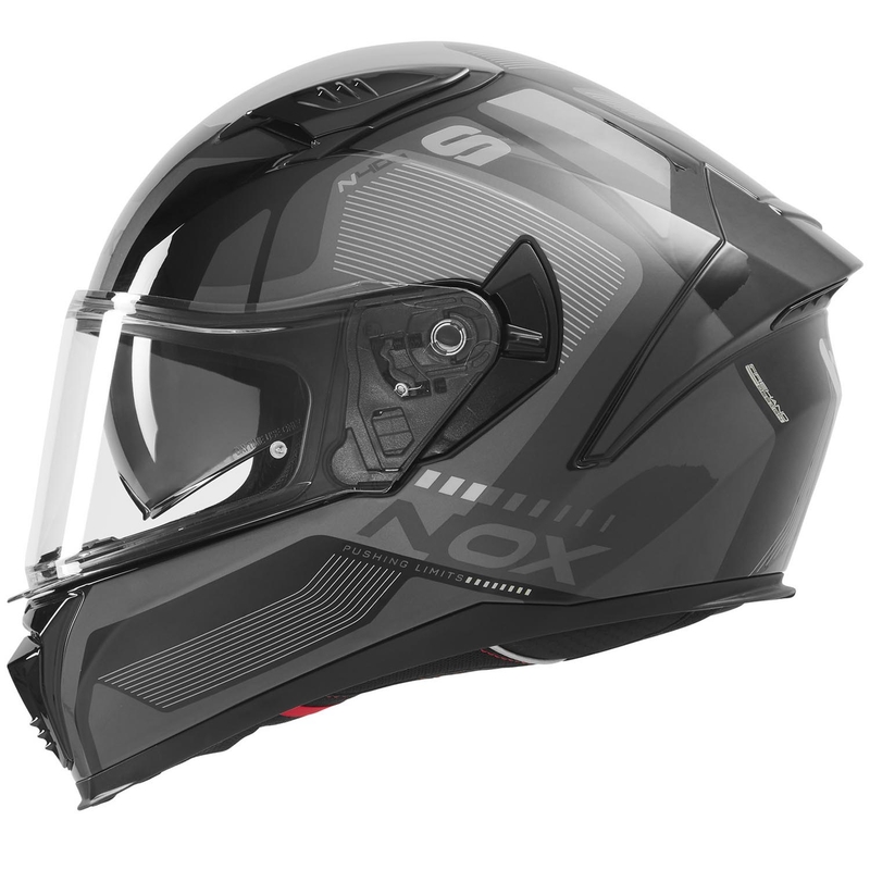 NOX N402 Mentor slēgta motocikla ķivere melna-sudrabaina