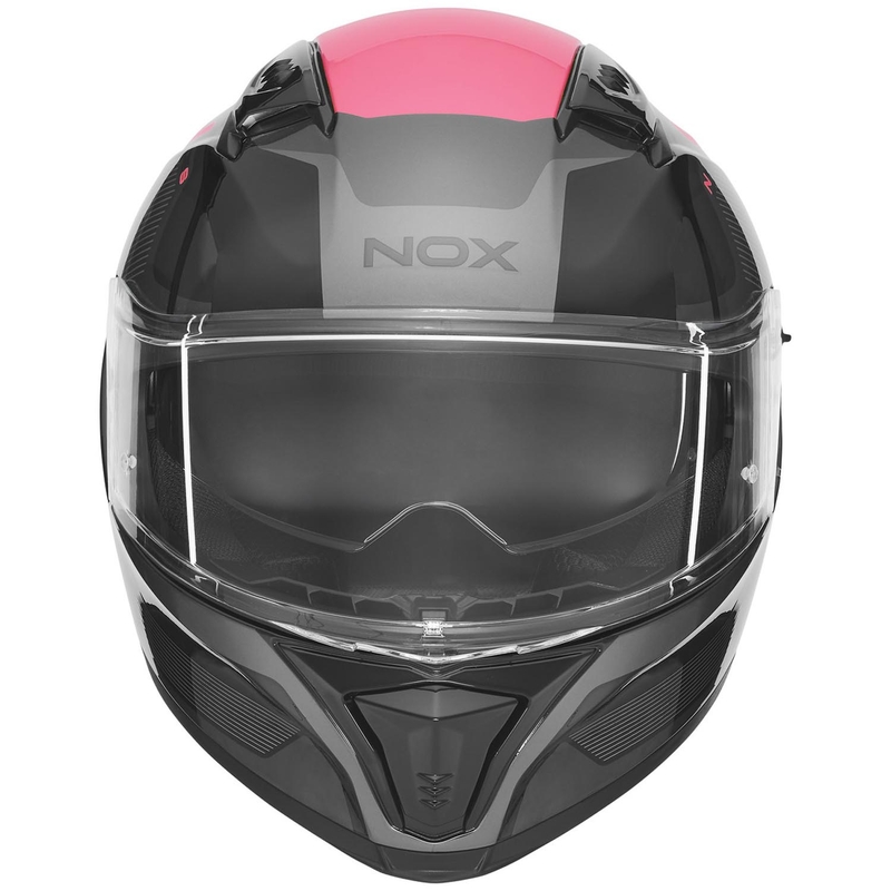 Pilna izmēra motocikla ķivere NOX N402 Mentor melna-rozā