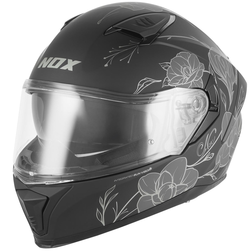 Pilna motocikla ķivere NOX N402 Spring matēti melna-sudraba