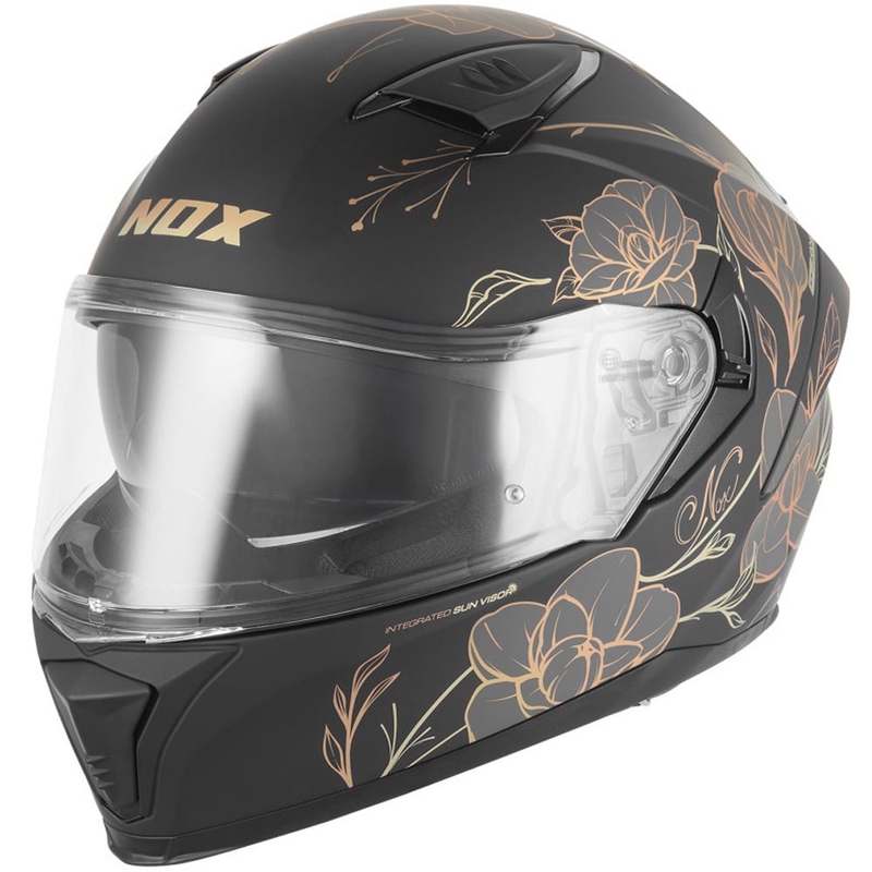 Pilna izmēra motocikla ķivere NOX N402 Spring matēta melna-zelta