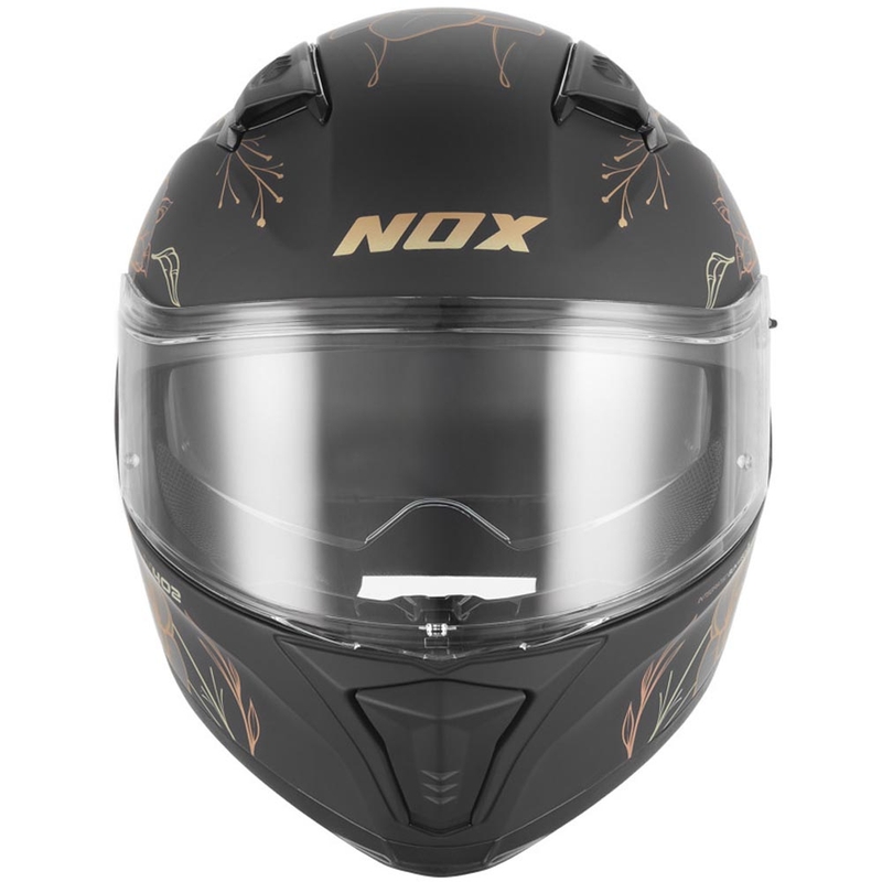 Pilna izmēra motocikla ķivere NOX N402 Spring matēta melna-zelta