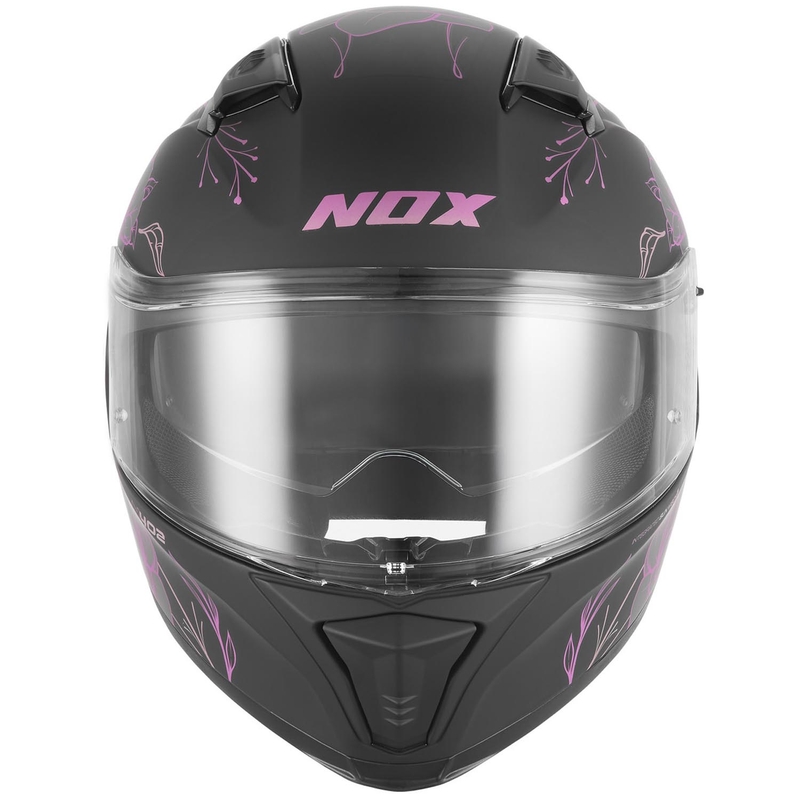 Pilna motocikla ķivere NOX N402 Spring matēti melna-rozā