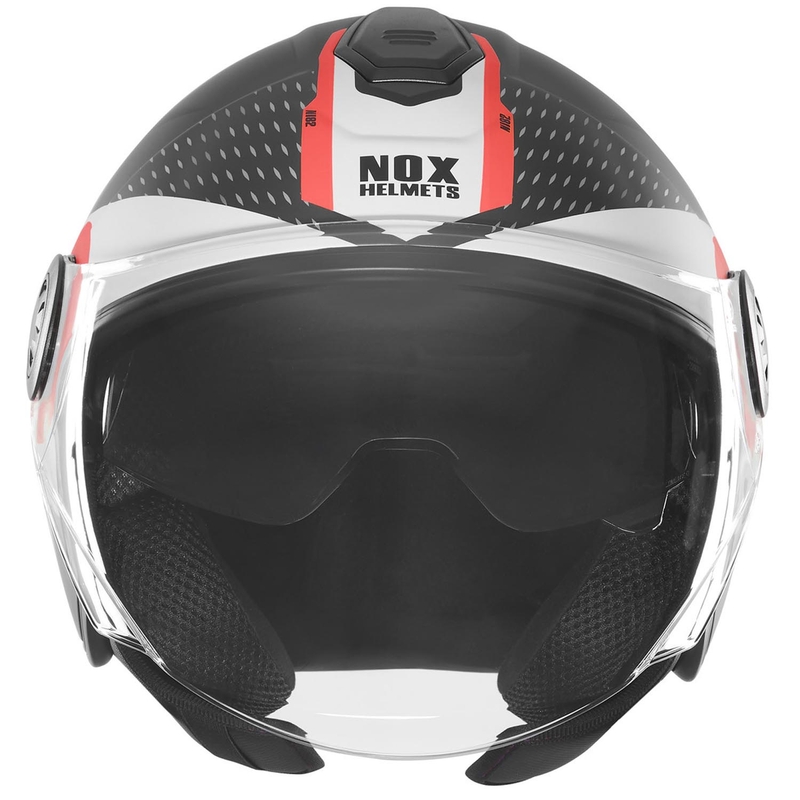 Atvērtā motocikla ķivere NOX N182 Apaļa matēta melna-sarkana