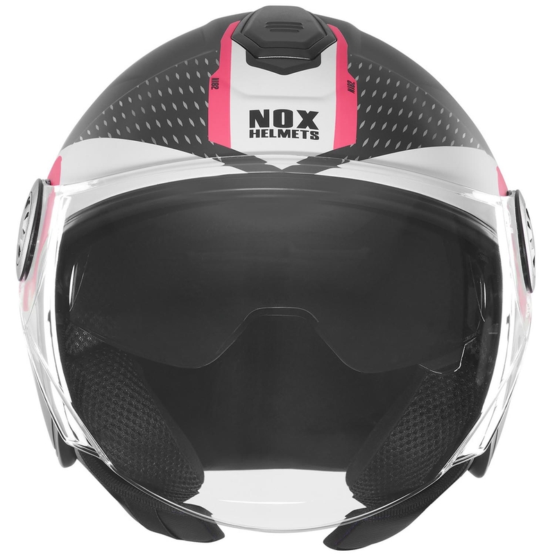 Atvērtā motocikla ķivere NOX N182 Apaļa matēta melna rozā