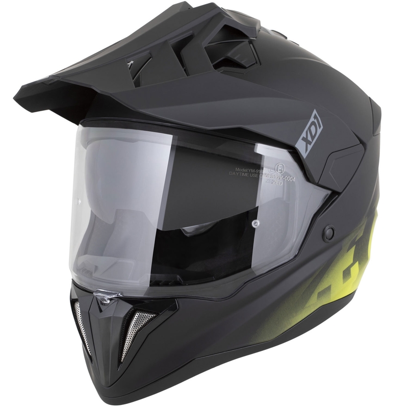 Enduro motocikla ķivere ZED XD1 matēti melna-fluorēti dzeltena