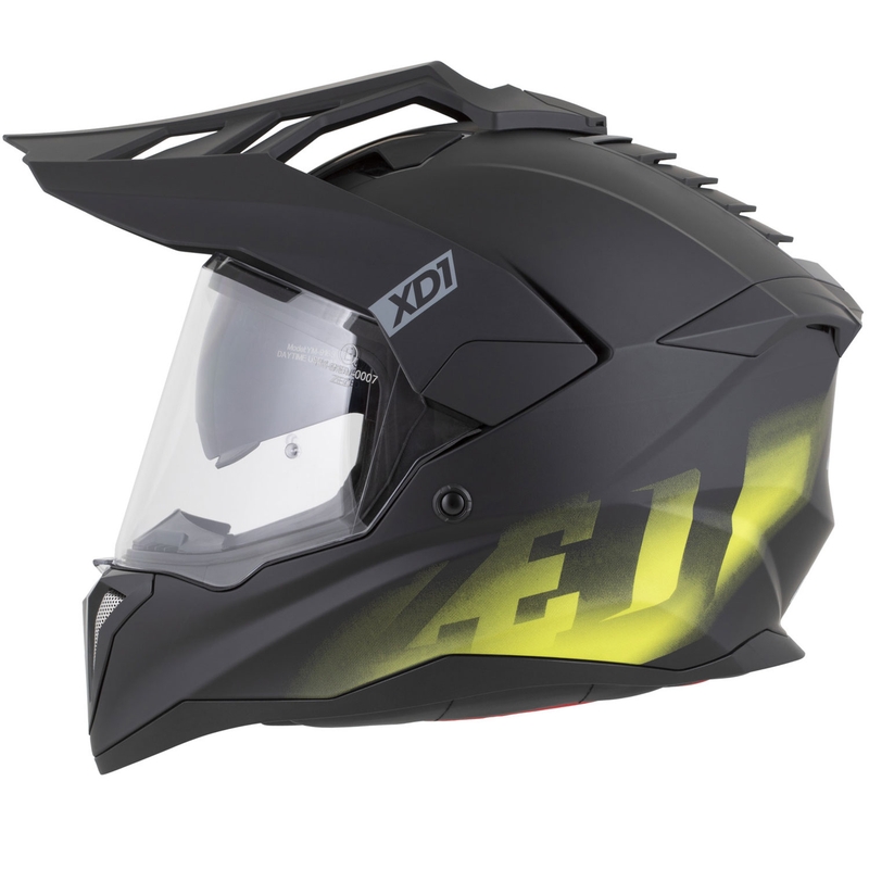 Enduro motocikla ķivere ZED XD1 matēti melna-fluorēti dzeltena