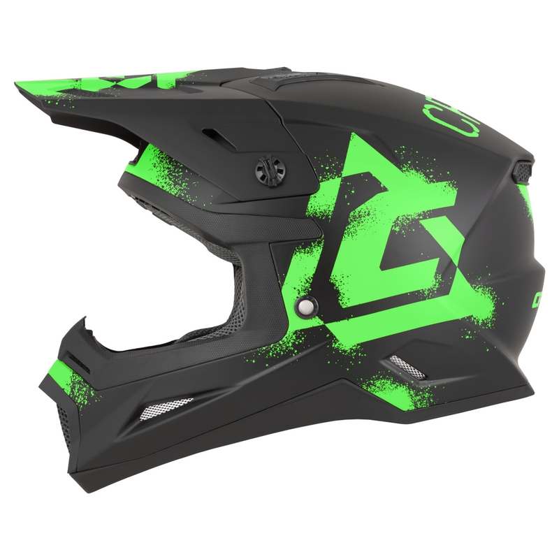 Cassida Cross Cup 2 Crew motokrosa ķivere matēti melna-fluo zaļa