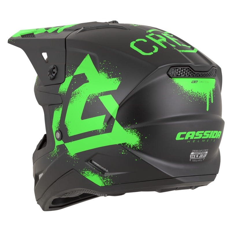 Cassida Cross Cup 2 Crew motokrosa ķivere matēti melna-fluo zaļa